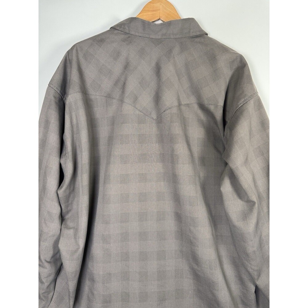 Flying R Ranchwear Shirt 20.5 36 Gray‎ Tonal Plaid Pearl Snap Western Workwear - Picture 4 of 13